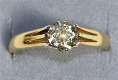 Lot 630 - An 18 Carat Gold Solitaire Diamond Ring, an old cut diamond in an extended claw setting, to a...