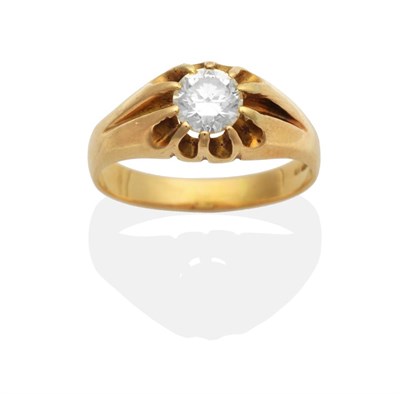 Lot 757 - An 18 Carat Gold Solitaire Diamond Ring, a round brilliant cut diamond in an extended claw setting