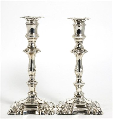 Lot 777 - A Pair of Edwardian Silver Candlesticks of 18th Century Style, no maker's mark, Birmingham...