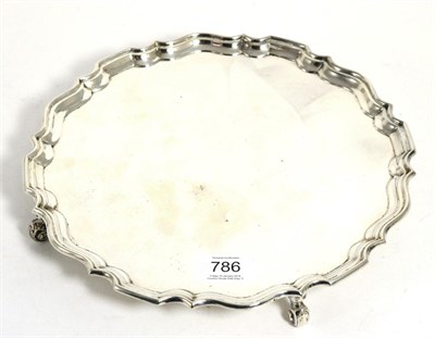 Lot 786 - A George III Style Circular Silver Salver, Hawksworth, Eyre & Co, Birmingham, 1932, with shaped rim