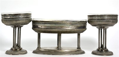 Lot 791 - A German Silver Three Piece Table Garniture, Wilhelm Binder, Schwabish Gmund, circa 1900, 800...