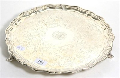 Lot 794 - An Old Sheffield Plate Shaped Circular Salver, mark of T.Dixon & Co, circa 1800, on three...