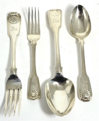 Lot 819 - A Service of Victorian Silver Single Struck Fiddle, Thread and Shell Pattern Flatware, Chawner & Co