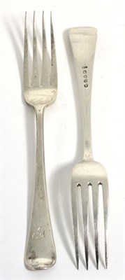 Lot 829 - A Set of Twelve George III Silver Table Forks, William Fearn, London 1807; and A Set of Six...