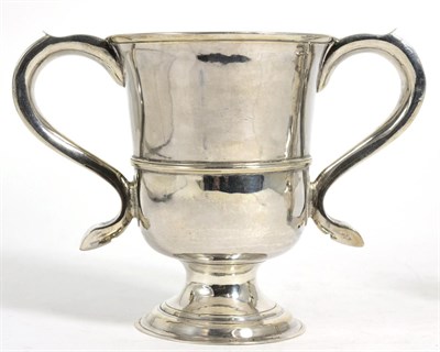 Lot 830 - A George II Provincial Silver Twin Handled Cup, John Langlands, Newcastle 1759, plain with...