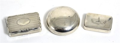 Lot 831 - A Victorian Silver Snuff Box, Nathaniel Mills, Birmingham 1847, rectangular with scroll edges,...