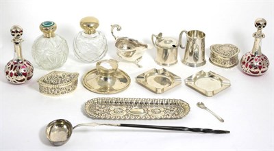 Lot 835 - A Quantity of Assorted Silver Items, various dates and makers, comprising: a pair of silver mounted