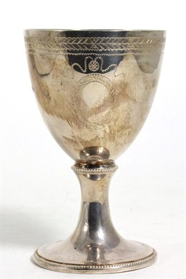 Lot 836 - A George III Style Silver Goblet, C J Vander, Sheffield 2002, with engraved and bead borders,...