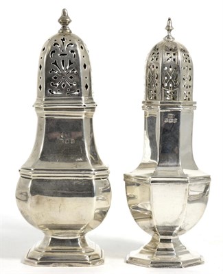 Lot 841 - Two Silver Pedestal Casters, London 1923 and Sheffield 1933, with pierced pull off covers, the...