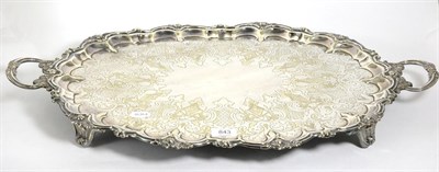 Lot 843 - A Victorian Electroplated Twin Handled Tray, Johnson & Co, late 19th century, oval, the shaped...