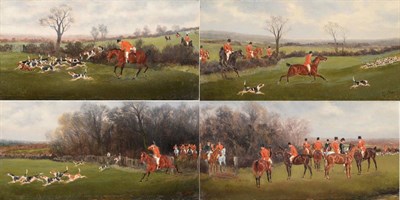 Lot 915 - Charles Faulkner (19th century) The Meet  Signed, oil on board, together with a further three...