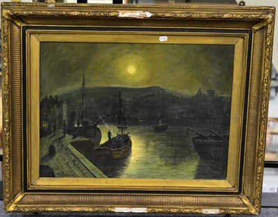 Lot 920 - Walter Meegan (1859-1944) Nocturne harbour scene  Signed and dated (18)89, oil on canvas, 54cm...