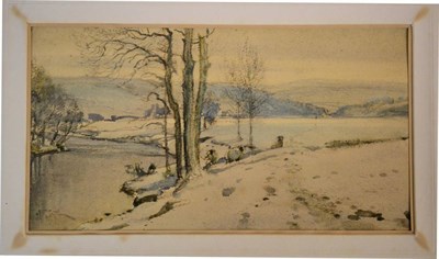 Lot 964 - Arthur Reginald Smith (1872-1934)  ";A Winter's Day on the Lythe"; Signed, charcoal and...