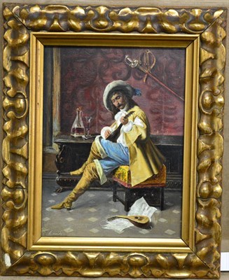 Lot 965 - Continental School (19th/20th century) The Lute Player Indistinctly signed, oil on panel, 23cm...