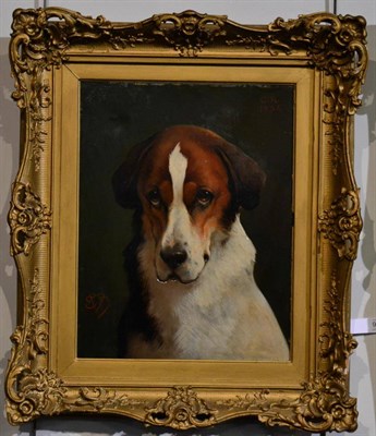 Lot 967 - CR in the style of Edwin Landseer (late 19th century)  Portrait of a hound, head and shoulders...