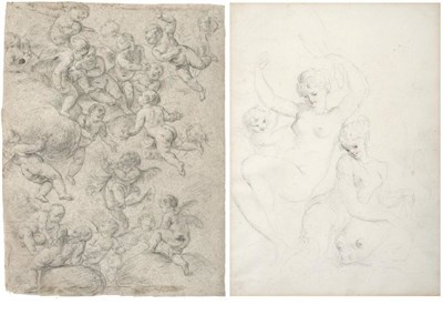 Lot 978 - Follower of Annibale Carracci (1560-1609) Italian  Angels and putti ascending to heaven  Black...