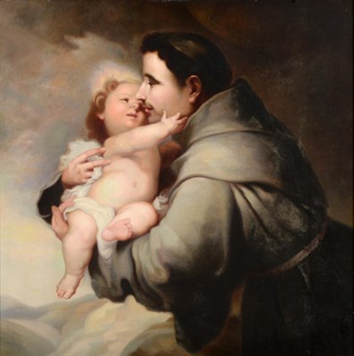 Lot 984 - After Bartolomé Esteban Murillo (1618-1682) Spanish  ";St Francis and the Christ Child"; Oil...