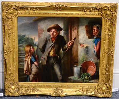 Lot 1001 - Richard Staunton Cahill (c.1827-1904) Irish  Visitors at a cottage door Signed and dated 1868,...