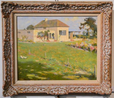 Lot 1020 - Frederick (Fred) Hall (1860-1948)  View of a house, thought to be the artist's home Signed, oil...