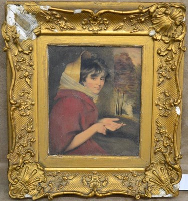 Lot 1028 - Circle of James Northcote RA (1746-1831) Portrait of a young girl, half length, wearing a...