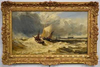 Lot 1030 - British School (19th century) Shipping in choppy seas  Indistinctly signed, oil on canvas,...