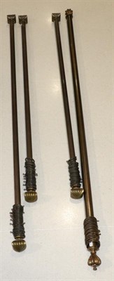 Lot 1035 - A Pair of Modern Bronzed Curtain Poles, with rings, 180cm (total length); Another Similar,...