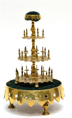 Lot 1042 - A Late 19th Century Brass Sewing Bobbin Stand, 43cm high