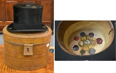 Lot 1045 - A 19th Century Eton College Students 'Pop' Black Silk Top Hat, with wax seals impressed with...