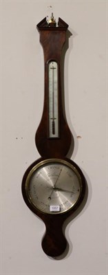 Lot 1057 - A Mahogany Wheel Barometer, signed Turcone, Warrington, circa 1820, broken arched pediment,...