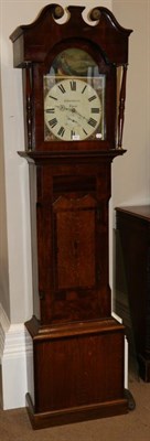 Lot 1067 - A Victorian Mahogany Longcase Clock, signed Burlinson, Ripon, swan neck pediment, painted arch dial