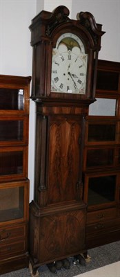 Lot 1072 - A Mahogany Eight Day Longcase Clock, circa 1810, swan neck pediment, six column hood with...