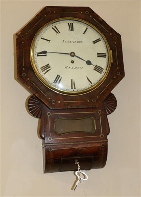 Lot 1080 - A Mahogany Drop Dial Wall Timepiece, signed Alexander, Hexham, circa 1850, octagon shaped case with