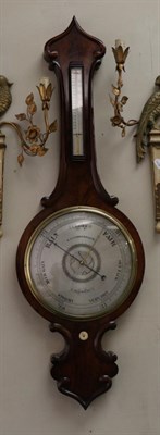 Lot 1081 - A Mahogany Wheel Barometer, signed E.S.Comberbach, Blackburn, circa 1850, well figured case...