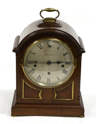 Lot 1084 - A Mahogany Chiming Table Clock, retailed by Manoah Rhodes & Sons Ltd, Bradford, early 20th century