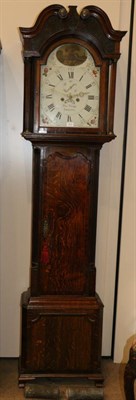 Lot 1093 - An Oak Eight Day Longcase Clock, signed Thos Twigg, Shelton, circa 1810, swan neck pediment, fluted