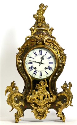 Lot 1095 - A French ";Boulle"; Striking Bracket Clock, mid-19th century, applied scroll, griffin and...