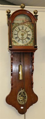 Lot 1099 - A Dutch Staartklok Alarm Striking Wall Clock, 19th century, arched pediment with with three...