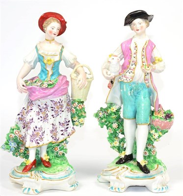 Lot 3 - A Pair of Derby Porcelain Figures of a Shepherd and Companion, circa 1770, he standing holding...