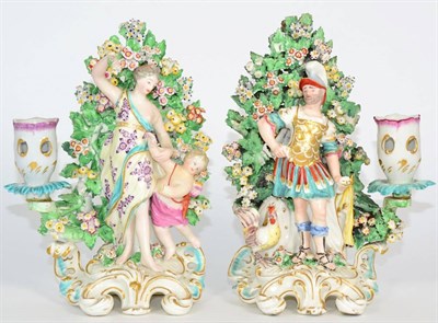 Lot 4 - A Pair of Derby Porcelain Candlestick Figures of Mars and Venus, circa 1770, he standing, a...