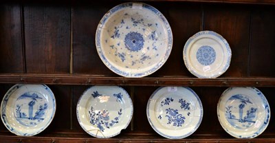 Lot 28 - An English Delft Side Plate, circa 1780, painted in blue with a formal foliate roundel, 19.5cm...