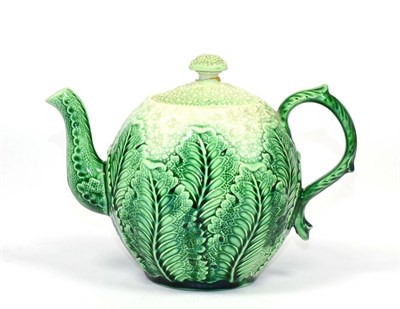 Lot 29 - A Creamware Cauliflower Teapot and Cover, circa 1760, modelled as overlapping leaves and...
