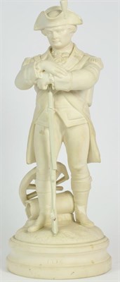 Lot 58 - A Parian Figure of a Soldier from the American War of Independence, circa 1876, the standing figure
