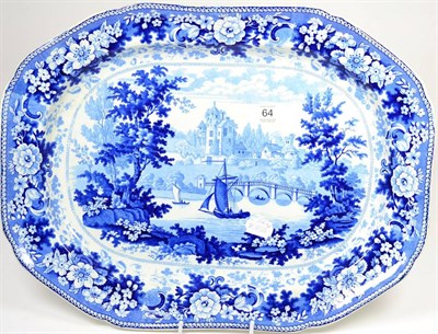 Lot 64 - A Staffordshire Semi-China Platter, circa 1830, of canted rectangular form, printed in...