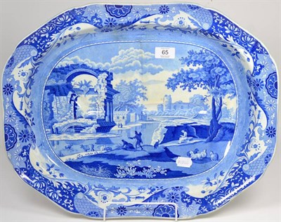 Lot 65 - A Spode Pearlware Meat Platter, circa 1820, with tree and well, printed in underglaze blue with the