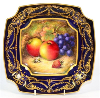 Lot 105 - A Royal Worcester Porcelain Dessert Dish, painted by Richard Sebright, 1931, with a still live...