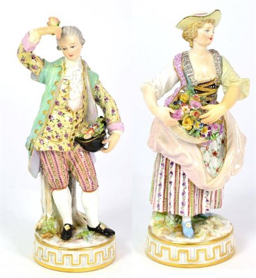 Lot 114 - A Pair of Meissen Porcelain Figures of a Lady and Gentleman, circa 1900, in 18th century...