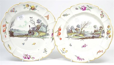 Lot 131 - A Pair of Nymphenburg Porcelain Dishes, circa 1770, of lobed circular form, painted with river...