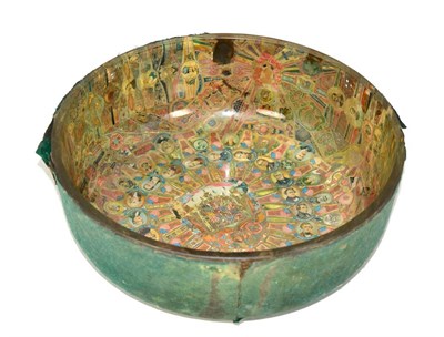 Lot 145 - A Decalcomania Bowl, late 19th century, decorated with American figures and motifs, 31cm diameter