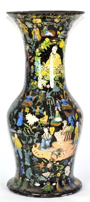 Lot 151 - A Decalcomania Glass Vase, late 19th century, of baluster form with flared neck, decorated with...