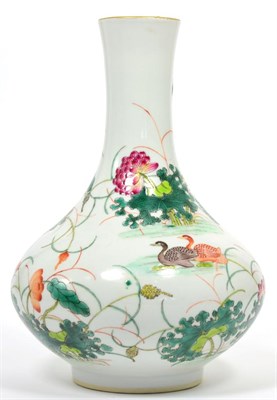 Lot 162 - A Chinese Porcelain Pear Shaped Vase, Daoguang reign mark but not of the period, painted in famille